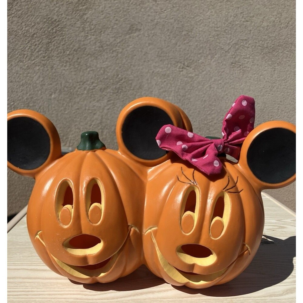 Disney Mickie & Minnie Mouse Light Up Pumpkin Halloween Decor 350284 14” Works
